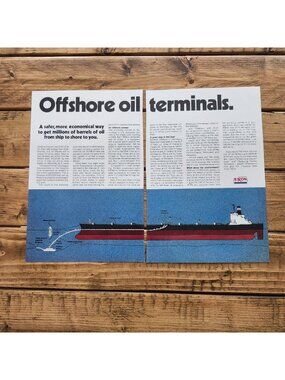 Exxon Offshore oil terminals Economical way to offload oil Vintage Print Ad 1974